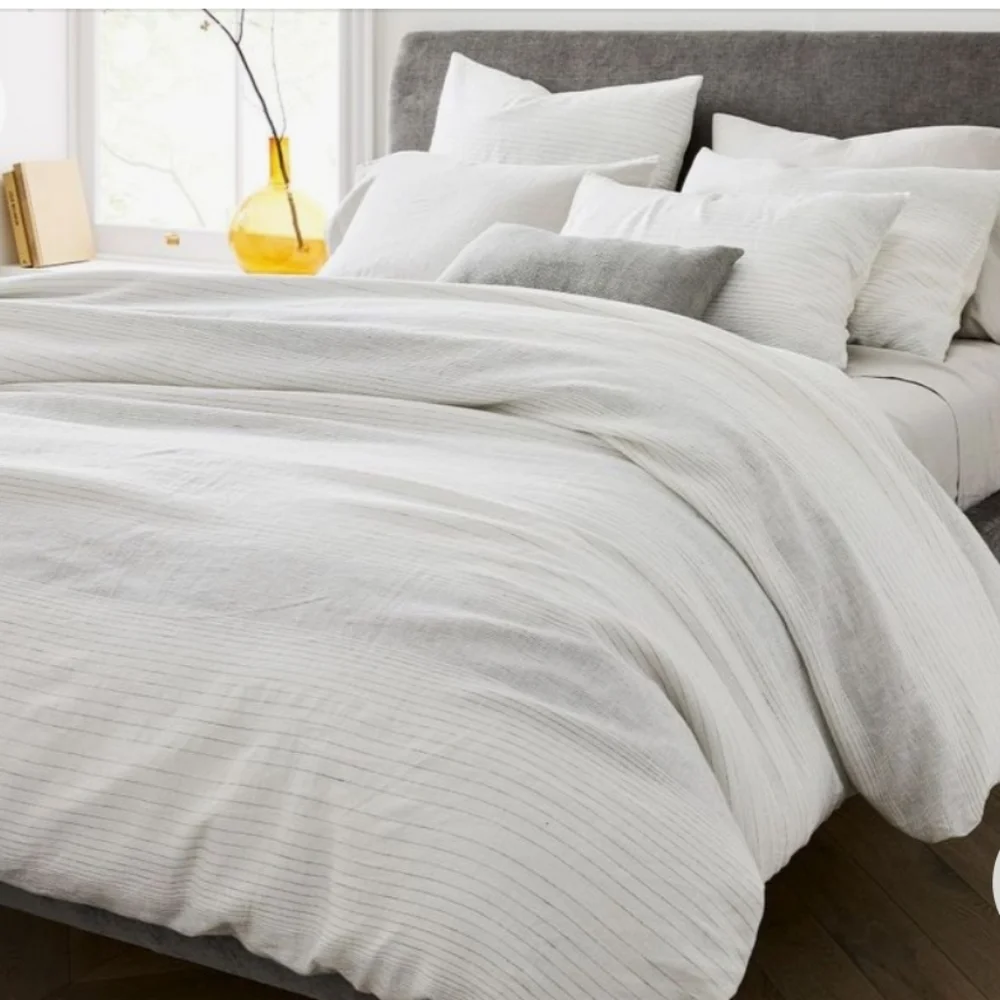 ❤️BUY 2 GET 1 FREE  West Elm European Flax Linen Graduated Stripe Duvet Covet